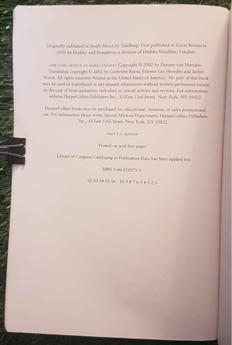 The Long Silence Of Mario Salviati (Advanced Reader`s Edition) - Etienne van Heerden.