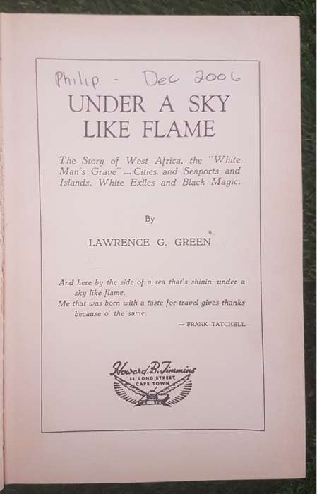 Under a Sky Like Flame: - Lawrence G. Green