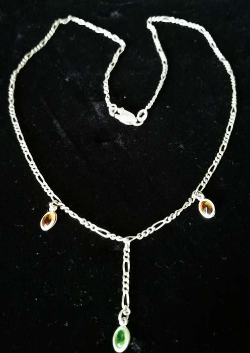 Sterling Silver 925 Italy Stamped Chain with 3 Dangling Drops 5.2grams