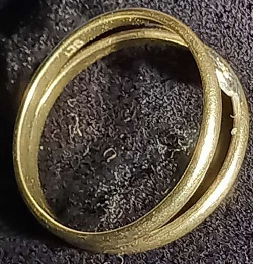 9ct Yellow Gold Split Band Ring with Sparkly Small Diamond Set in White Gold