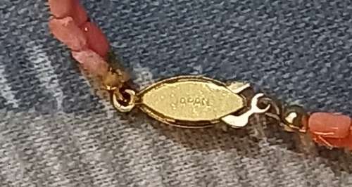 Coral Angel Skin Necklace with Gold Plated Japan Stamped Clasp