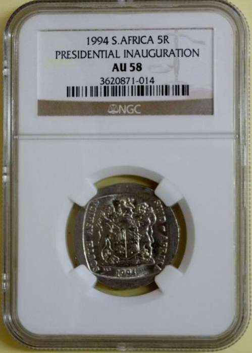 1994 Inauguration R5 Coin *** NGC Graded AU58 ***