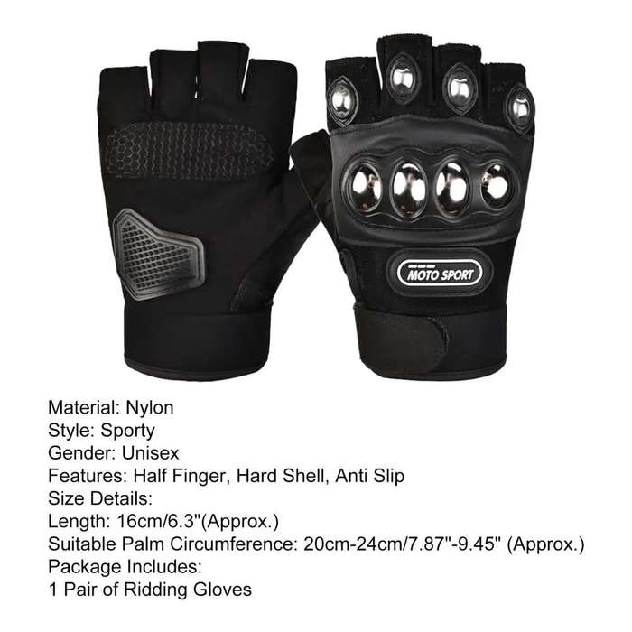 # 7 - Steel Case Half Finger Glove - Black