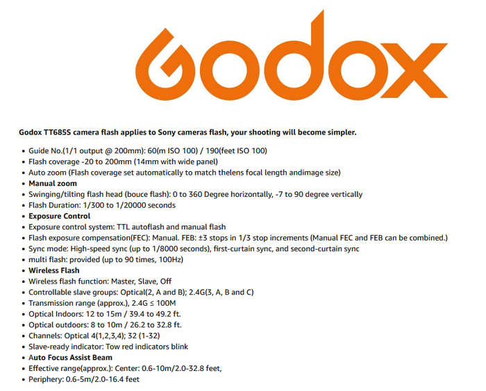 Godox TT685S 2.4G HSS TTL GN60 Flash Speedlite+ Xpro-S Trigger Transmitter Kit Compatible for Sony