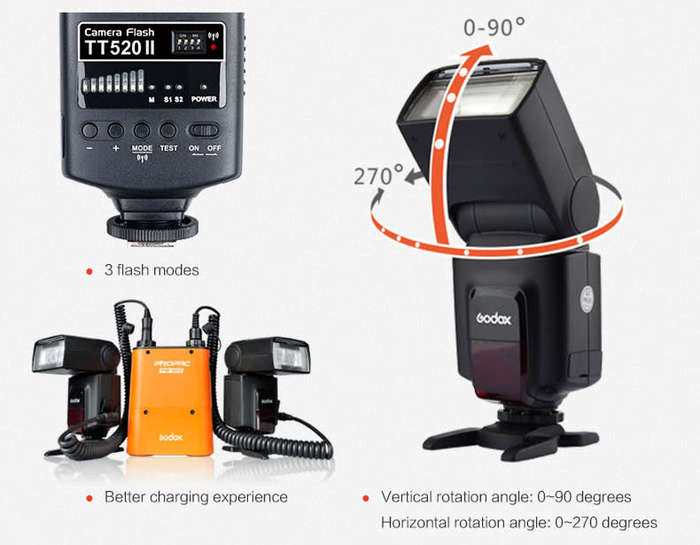 GODOX TT520 II Universal Hot Shoe Flash Speedlite for DSLR Cameras Canon Nikon Pentax Olympus