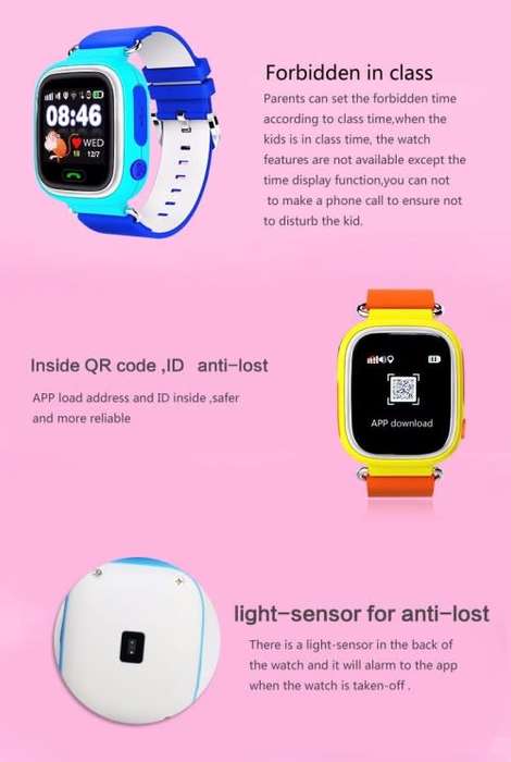 Q80 GPS + AGPS + LBS Smart Watch touch screen kids tracker - Pink and Blue