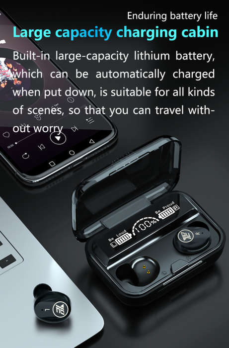 M16 Large-screen LED Digital Display TWS Earbuds Headphone Bluetooth Mobile Phone