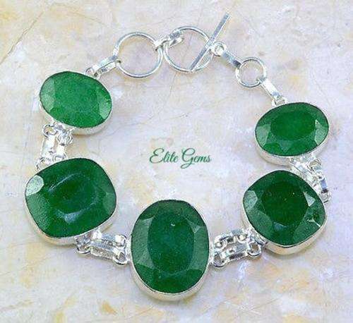 ***FREE SHIPPING!*** STUNNING EMERALD BRACELET 7 3/4 - 8 1/2";