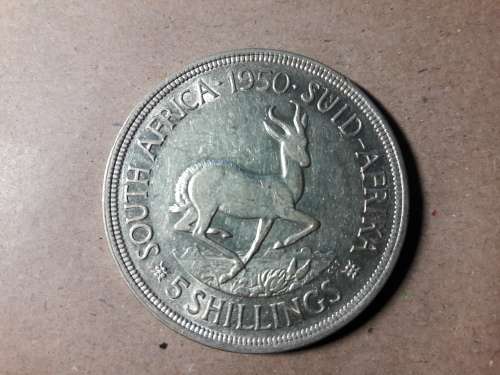 1950 SA UNION SILVER 5 SHILLINGS