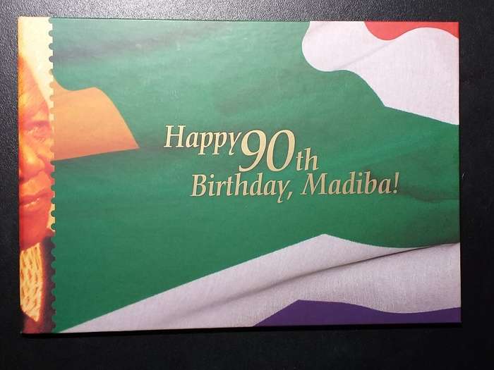 90th BIRTHDAY MADIBA FOLDER WITH 2 STAMPS