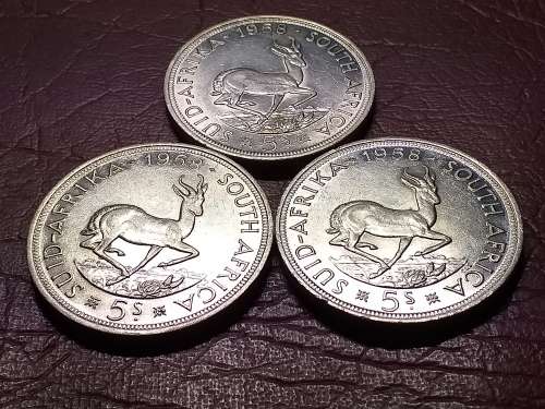 A LOT OF 3 x 1958 SA UNION 5 SHILLINGS - [Bid per coin to take all.]
