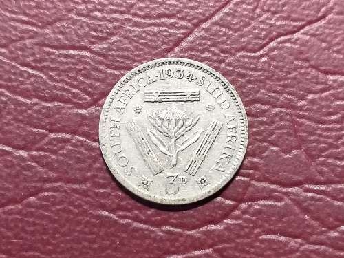 1934 SA UNION SILVER 3 PENCE