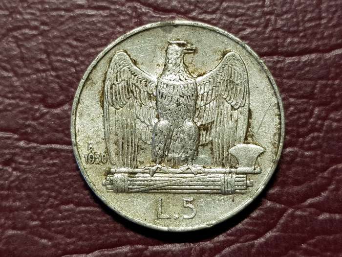 1930 ITALY SILVER 5 Lire - Vittorio Emanuele III