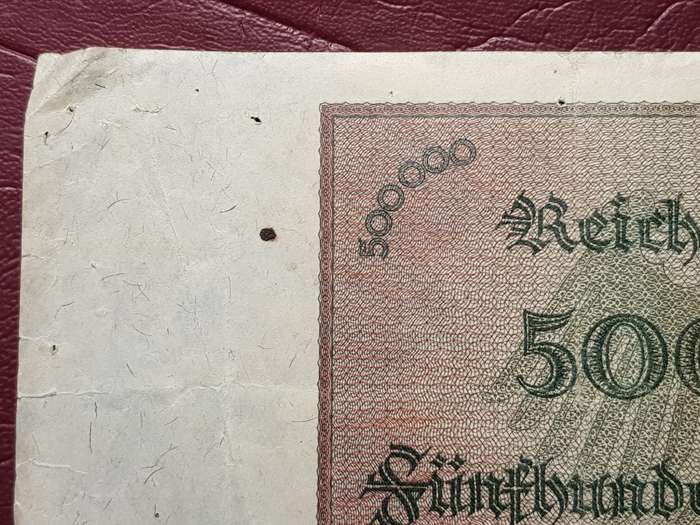 1923 Germany 500 000 Mark Reichsbanknote