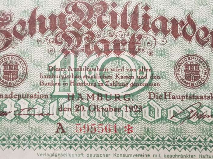1923 Hanseatic City of Hamburg, 10 Milliarden Mark