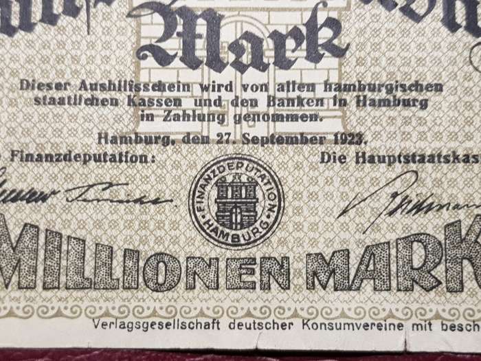 1923 Federal State of Hamburg (German Notgeld)  50 Million Mark, Replacement Star Note