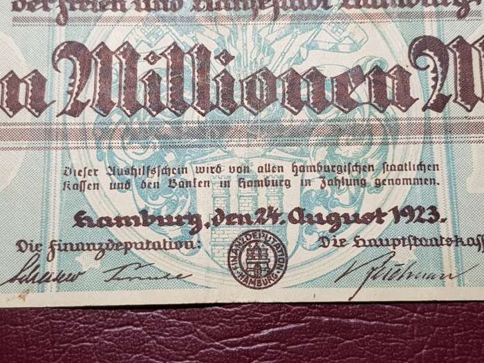 1923 Federal State of Hamburg (German Notgeld) 10 000 000 Mark