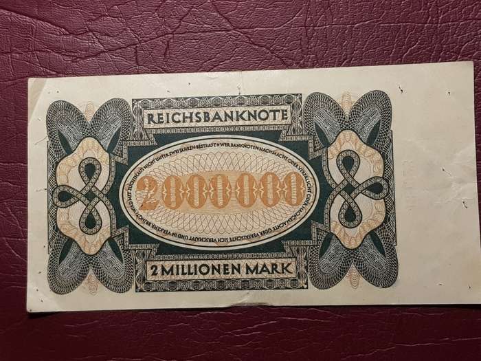 1923 Germany Weimar Republic 2 000 000 Mark Reichsbanknote