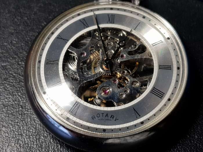 ROTARY POCKET WATCH IN ORIGINAL BOX IN EXCELENT WORKING CONDITION