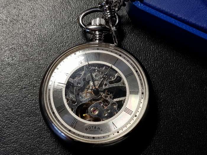 ROTARY POCKET WATCH IN ORIGINAL BOX IN EXCELENT WORKING CONDITION
