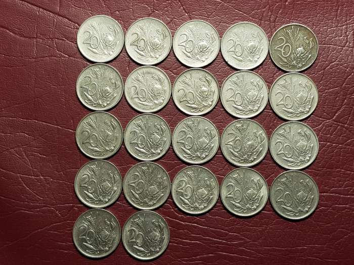 A Lot Of 22 RSA Nickel 20 Cent Coins - Different dates - [Bid per coin to take all]