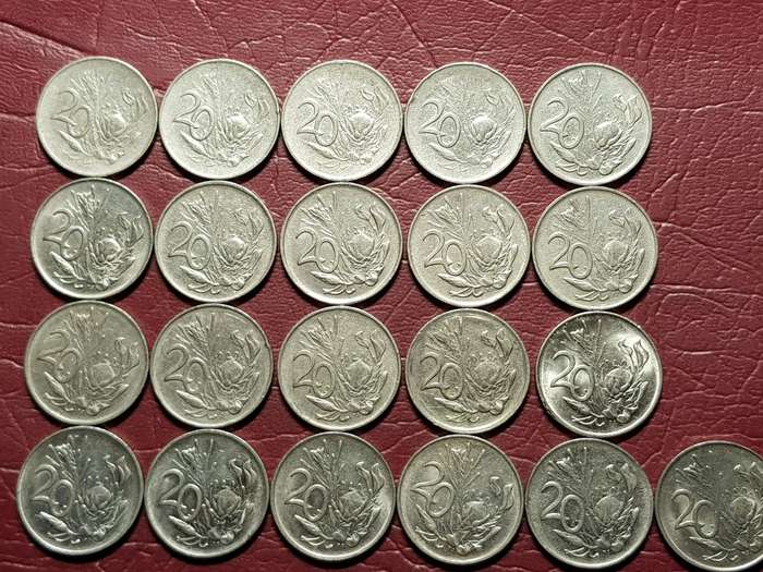 A Lot Of 21 RSA Nickel 20 Cent Coins - Different dates - [Bid per coin to take all]