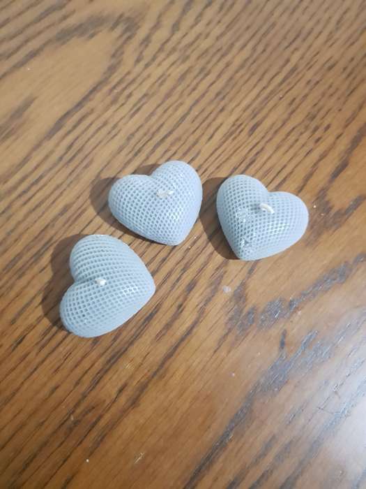 Trio of small Grey Heart Candles