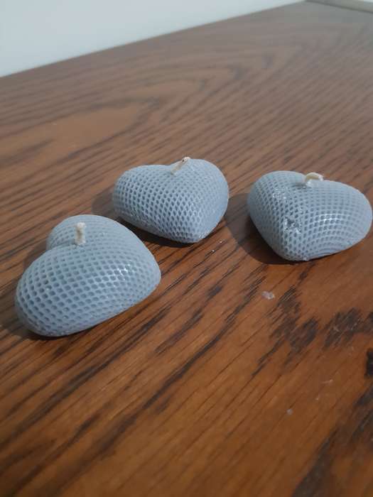 Trio of small Grey Heart Candles