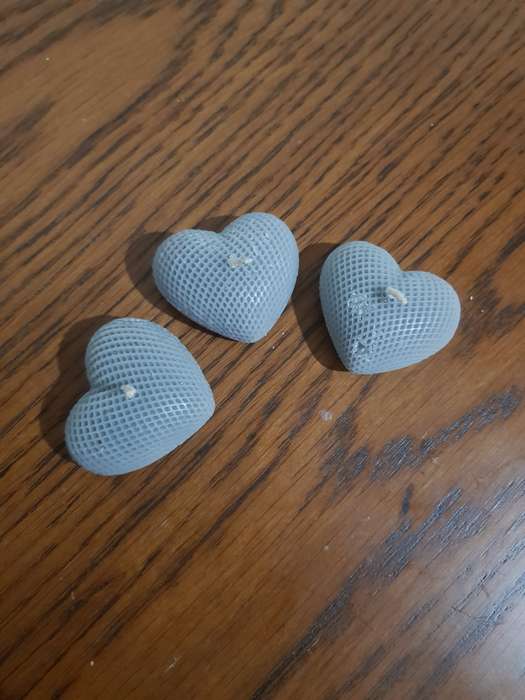 Trio of small Grey Heart Candles