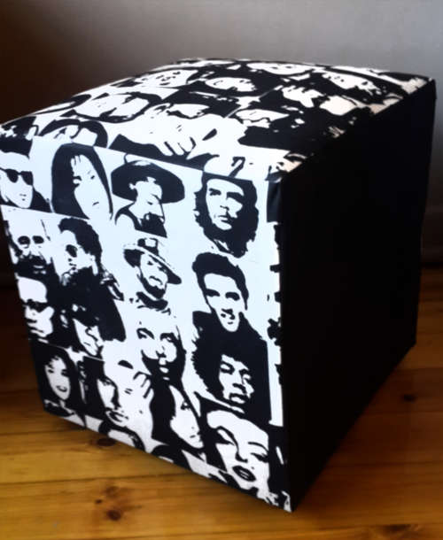 STUNNING!!!!! "FACES" CUBE OTTOMAN! ONE OF A KIND!!!