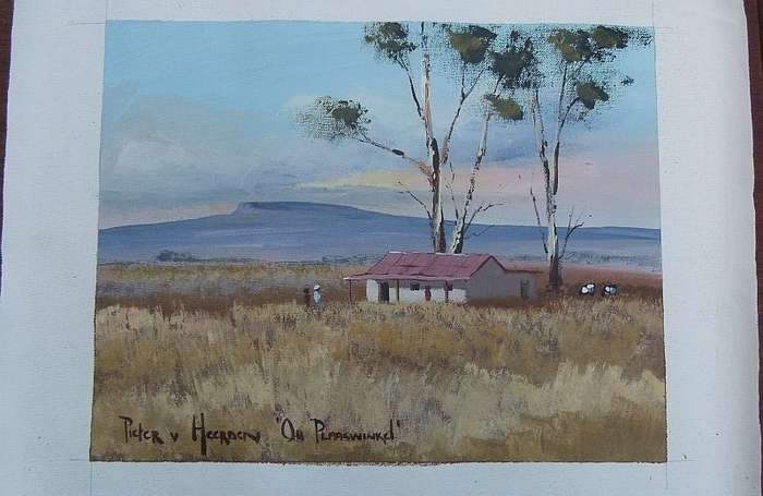 A FABULOUS SA INSPIRED ORIGINAL ACRYLIC ON CANVAS BY PIETER VAN HEERDEN ENTITLED ""PLAASWINKEL""
