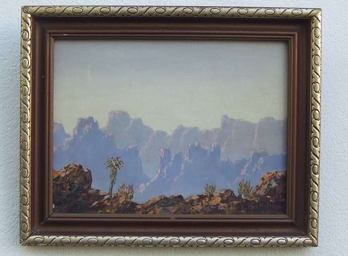 WOW !! A STUNNING ORIGINAL OIL ON BOARD OF A MOUNTAINOUS LANDSCAPE SIGNED K MACMILLAN