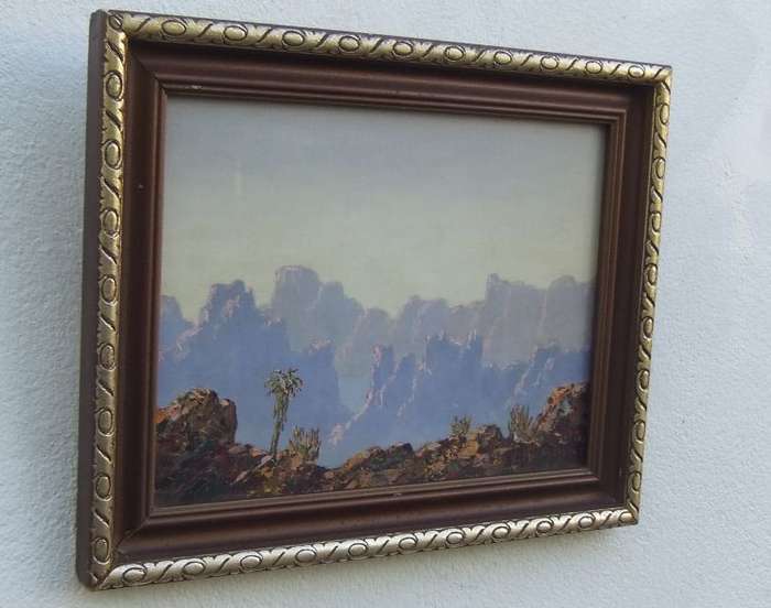 WOW !! A STUNNING ORIGINAL OIL ON BOARD OF A MOUNTAINOUS LANDSCAPE SIGNED K MACMILLAN