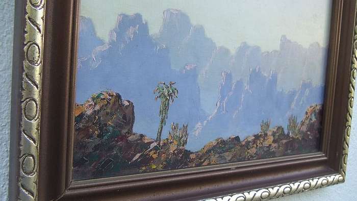 WOW !! A STUNNING ORIGINAL OIL ON BOARD OF A MOUNTAINOUS LANDSCAPE SIGNED K MACMILLAN