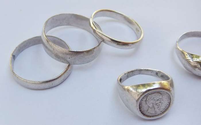 OH YEAH !! DEAL TIME !! FIVE SOLID STERLING SILVER RINGS FOR YOUR WINNING BID !! TAKE THE LOT !! WOW
