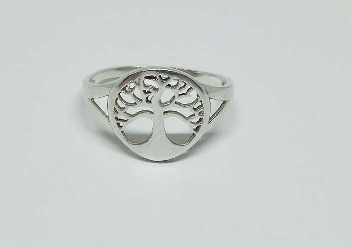 R1 START !! A CHARMING SOLID STERLING SILVER TREE OF LIFE MOTIF RING !! FREE COMBINING !!