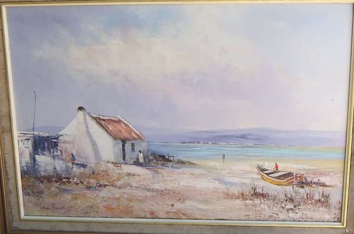 HIGH VALUE !! A LARGE ORIGINAL OIL ON BOARD SEASCAPE PAINTING BY WELL KNOWN ARTIST WILHELM PLONER !!
