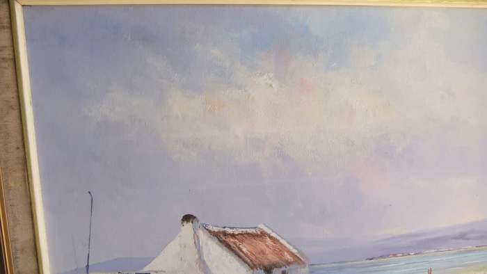 HIGH VALUE !! A LARGE ORIGINAL OIL ON BOARD SEASCAPE PAINTING BY WELL KNOWN ARTIST WILHELM PLONER !!