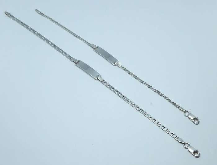 DOUBLE DEAL !! TWO SOLID STERLING SILVER IDENTITY BRACELETS !! DIFFERENT STYLES !! BID FOR BOTH !!