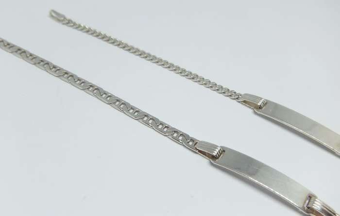 DOUBLE DEAL !! TWO SOLID STERLING SILVER IDENTITY BRACELETS !! DIFFERENT STYLES !! BID FOR BOTH !!