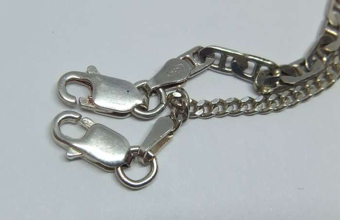 DOUBLE DEAL !! TWO SOLID STERLING SILVER IDENTITY BRACELETS !! DIFFERENT STYLES !! BID FOR BOTH !!