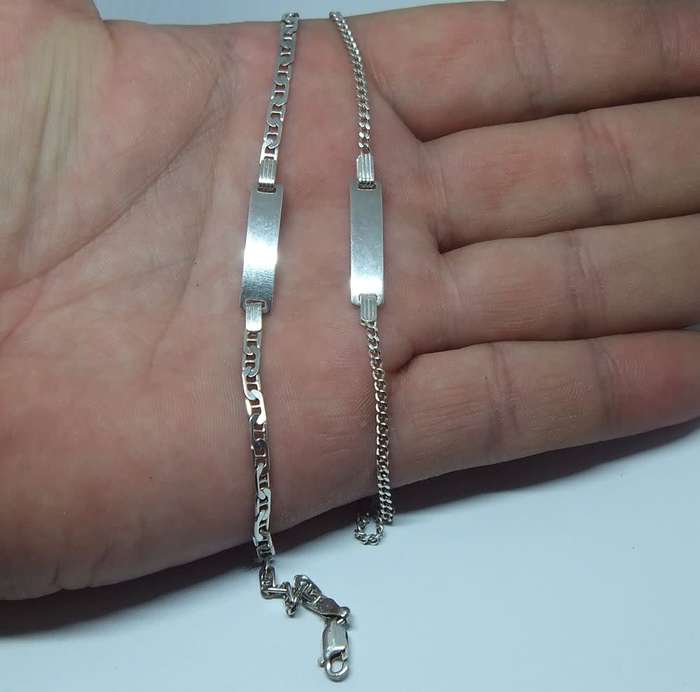 DOUBLE DEAL !! TWO SOLID STERLING SILVER IDENTITY BRACELETS !! DIFFERENT STYLES !! BID FOR BOTH !!