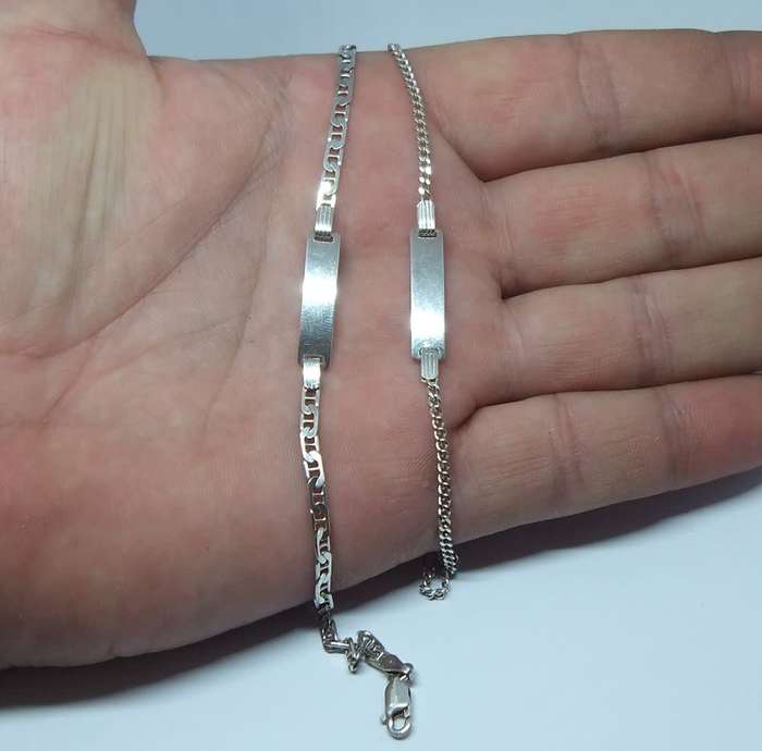 DOUBLE DEAL !! TWO SOLID STERLING SILVER IDENTITY BRACELETS !! DIFFERENT STYLES !! BID FOR BOTH !!