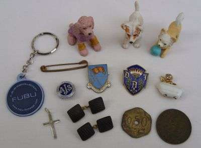 ASSORTED - TOYS , BADGES , CUFFLINKS , TOKEN , COIN , PENDANT - POSTAGE R25