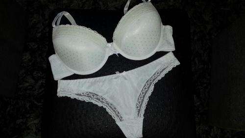 GORGEOUS PADDED WHITE BRA SET - SIZES 32B 34B 36B