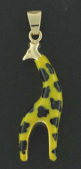 Large 9k / 9ct gold & enamel GIRAFFE charm / pendant. Ready for you. Last one!