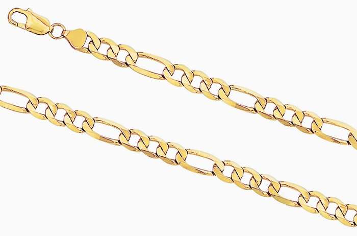 9k / 9ct gold CHAIN: 3+1 Figaro, 7.5mm wide, 60cm