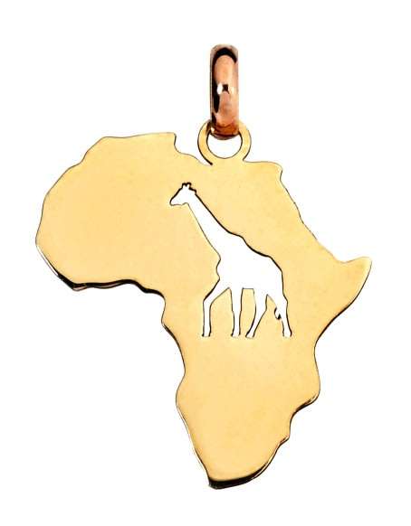 14k / 14ct gold map of Africa PENDANT: giraffe