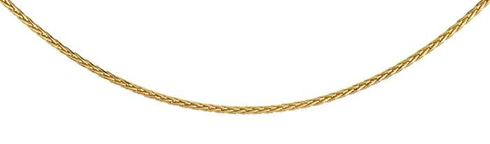 9k / 9ct gold CHAIN: Wheat or Spiga link, 0.9mm wide, adjustable to 50cm, map of Africa