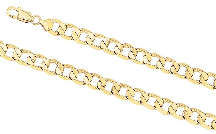 9k / 9ct gold oval curb CHAIN: 8.7mm wide, 55cm